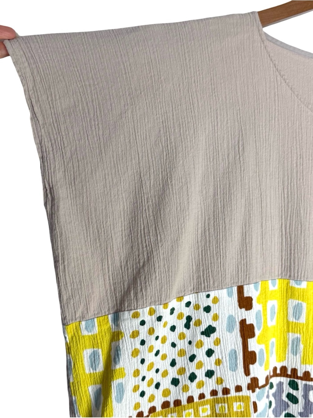 Sou Sou Kyoto Japan Cotton Crinkle Rectangle Dress Hand Printed Oversized M - Picture 2 of 10